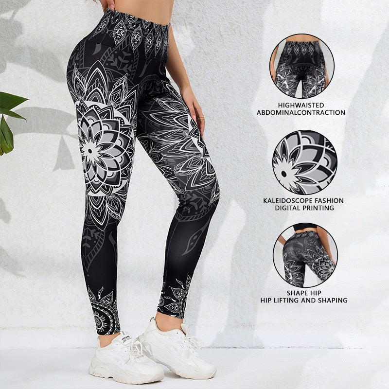 Watercolor Print High-Waisted Leggings