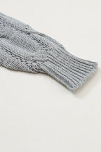 Ribbed Trim Eyelet Cable Knit Cardigan