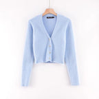 Women Slim Deep V-neck Long Sleeve Cardigan Sweater