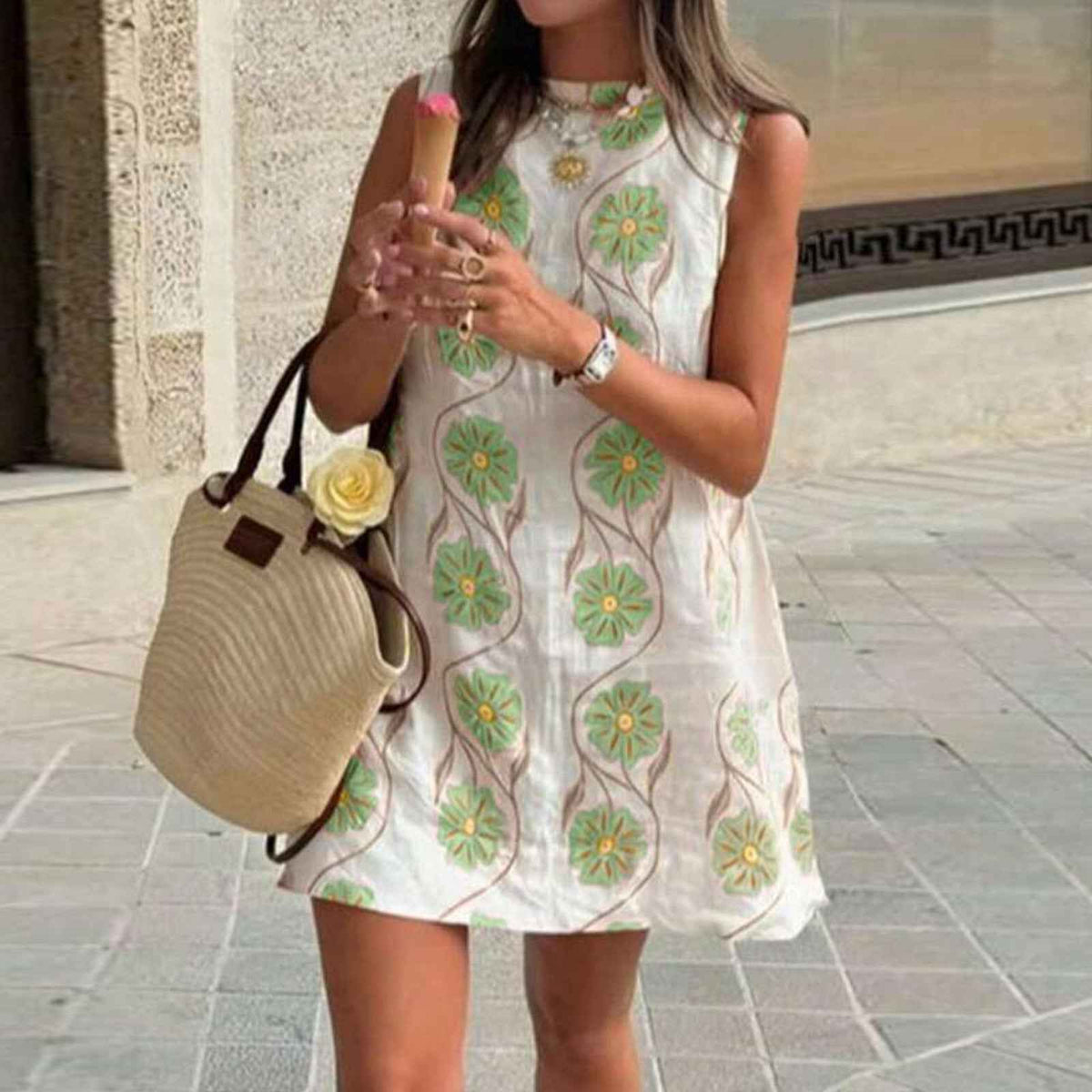 Women's Floral Print Sleeveless Mini Dress | District Hurd Limited