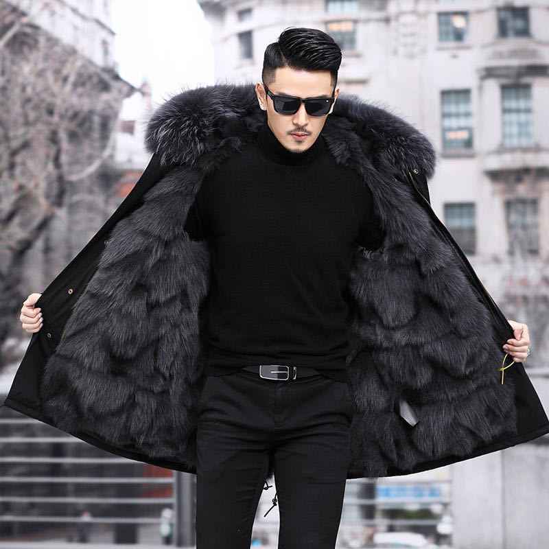 Men's Fur-Hooded Mid-Length Parka Coat | District Hurd Limited