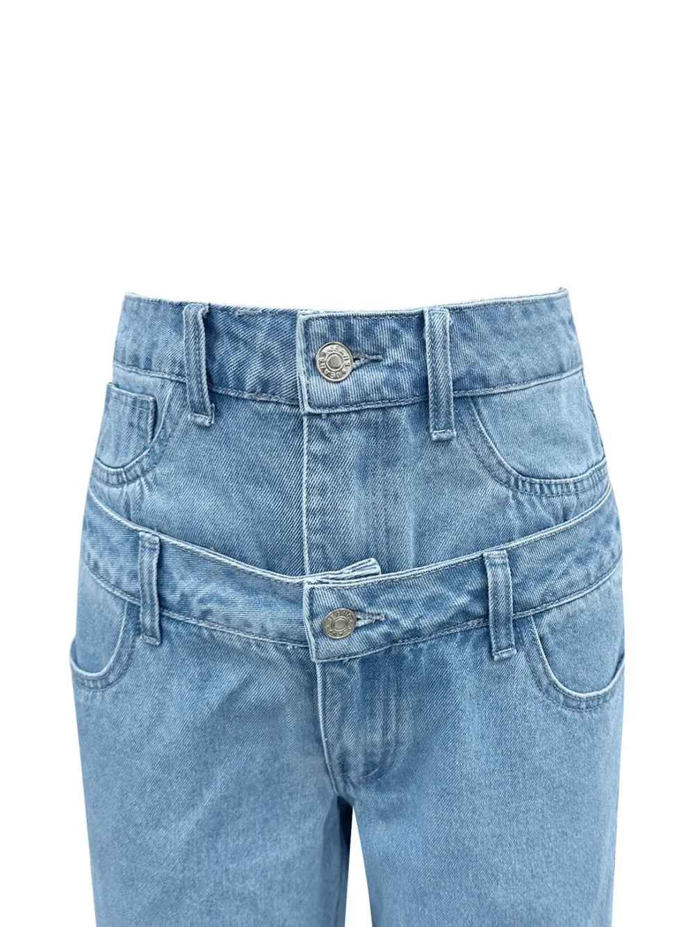 Women's Double Waistband Wide Leg Straight Trousers | District Hurd Limited