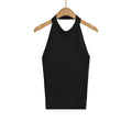 Sexy Backless Cable Knit Fitted Halter Top