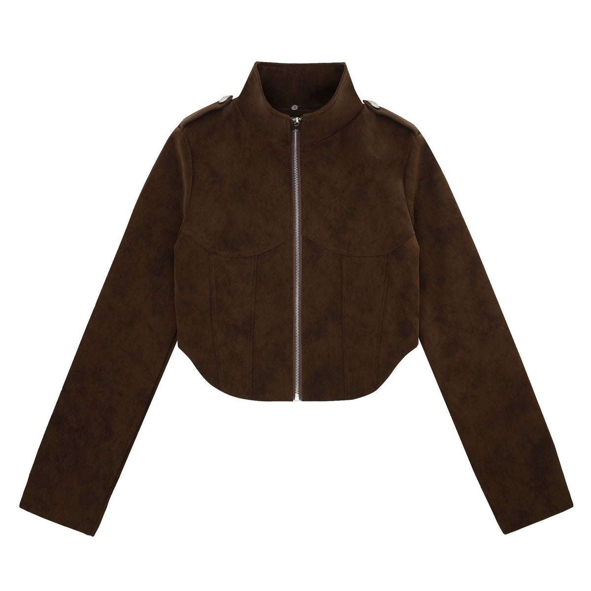 Zippered Lapel with Detachable Fur Collar Jacket