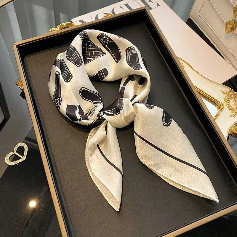 Vintage Ethnic Pattern Silk Scarf for Women