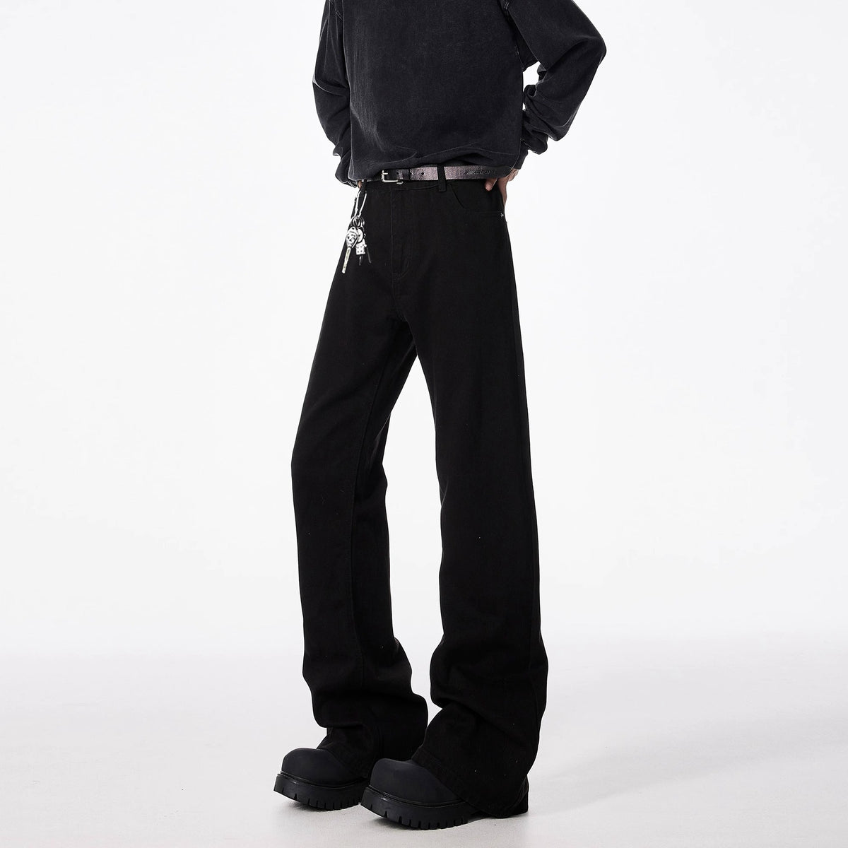 Men Bootcut Black Flared Straight Leg Jeans