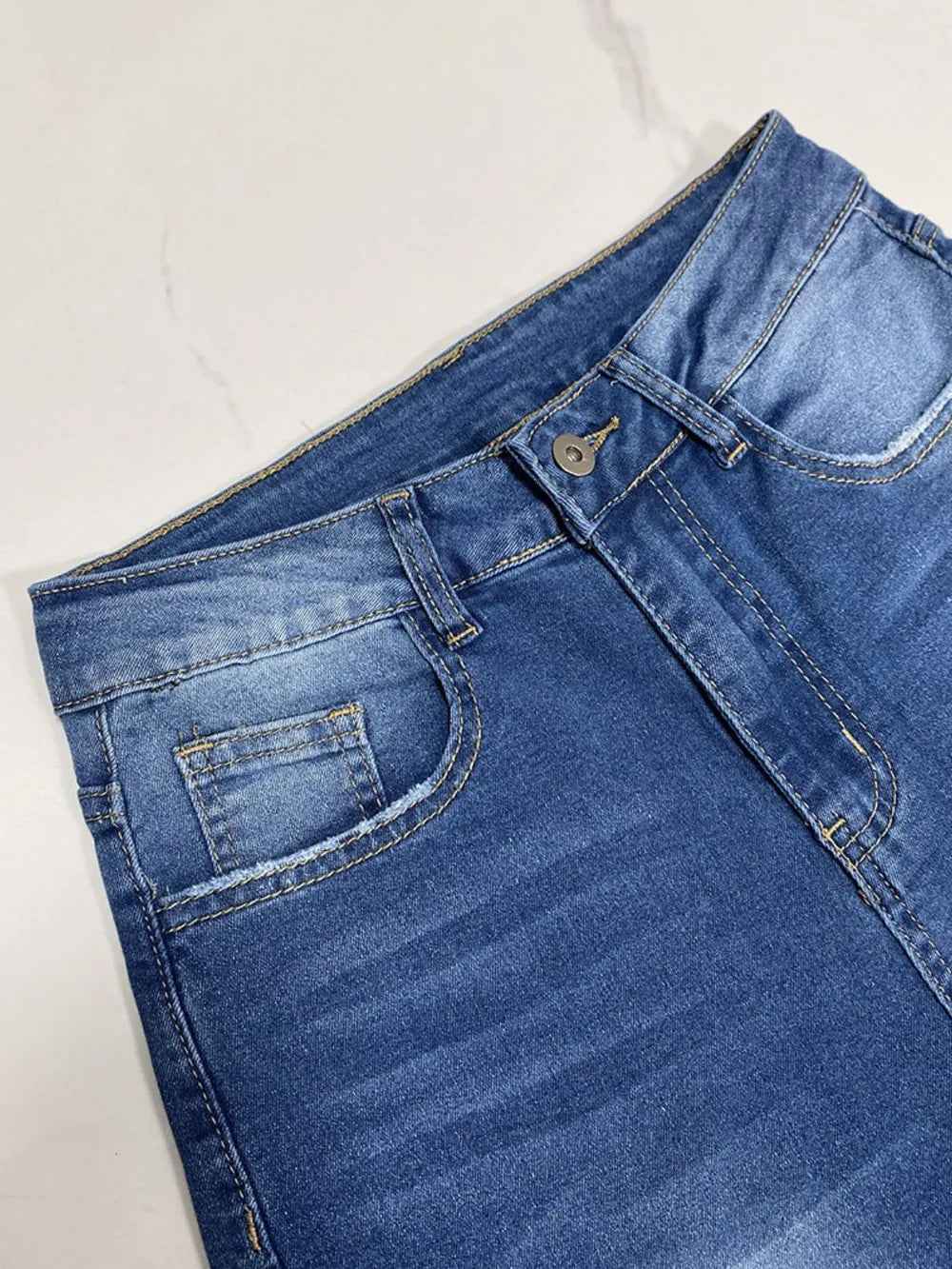 Women's High Rise Rolled Hem Straight Leg Jeans | District Hurd Limited