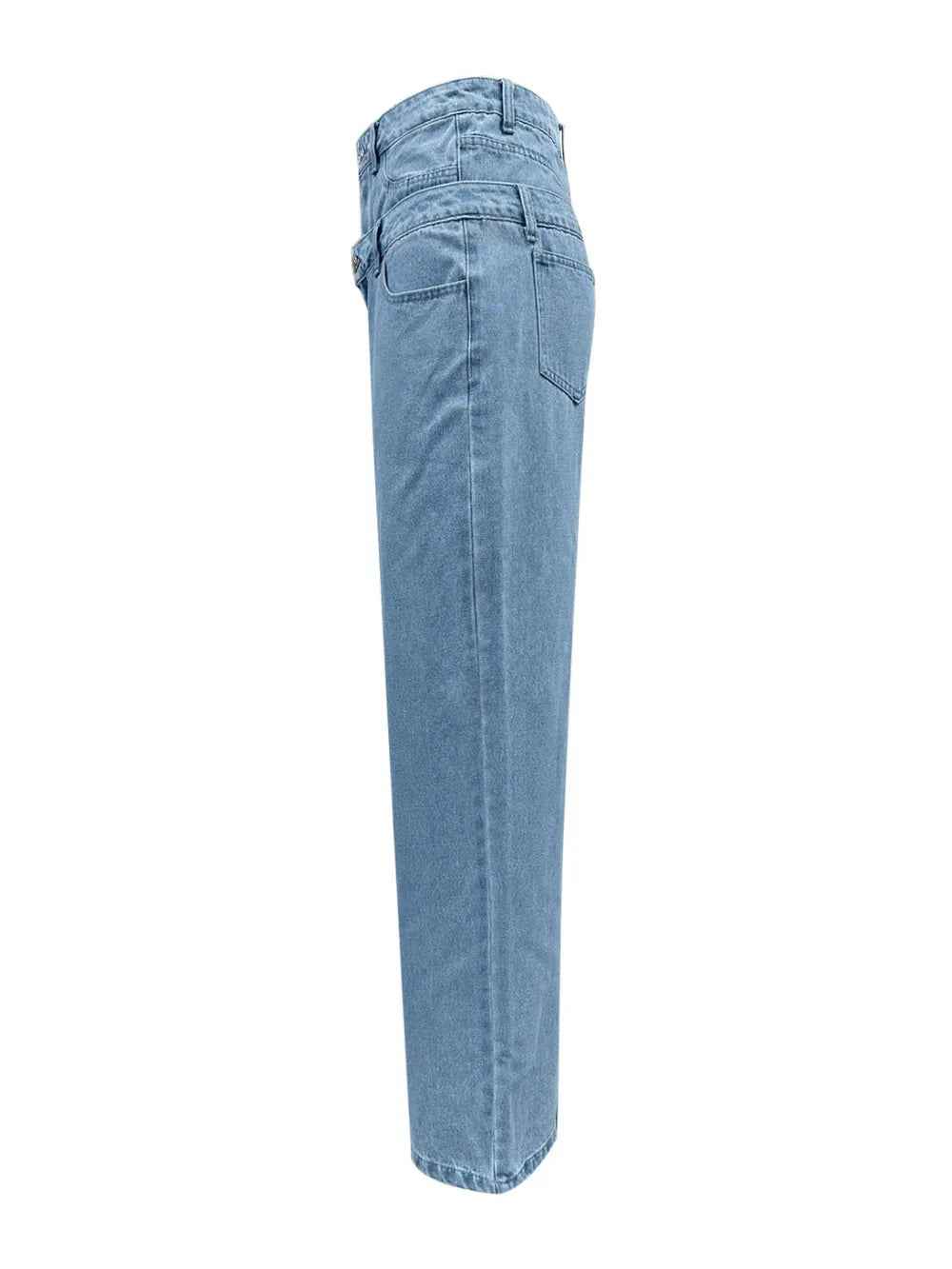 Women's Double Waistband Wide Leg Straight Trousers | District Hurd Limited