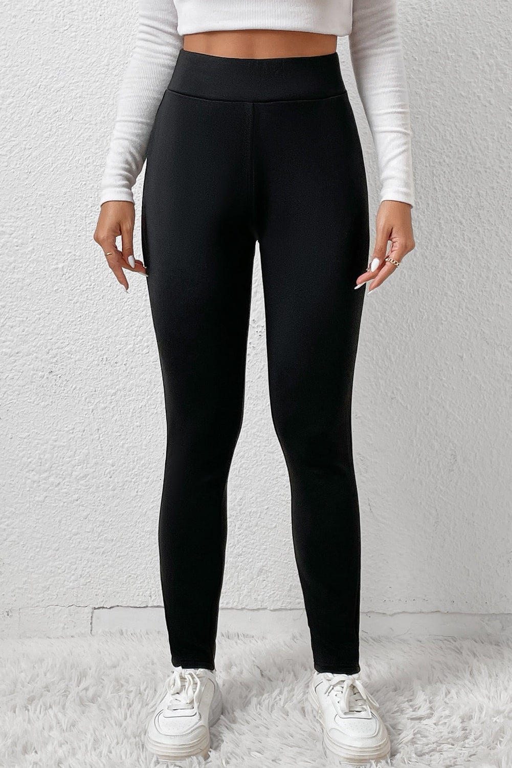 Black High Waist Fleece Lined Winter Leggings