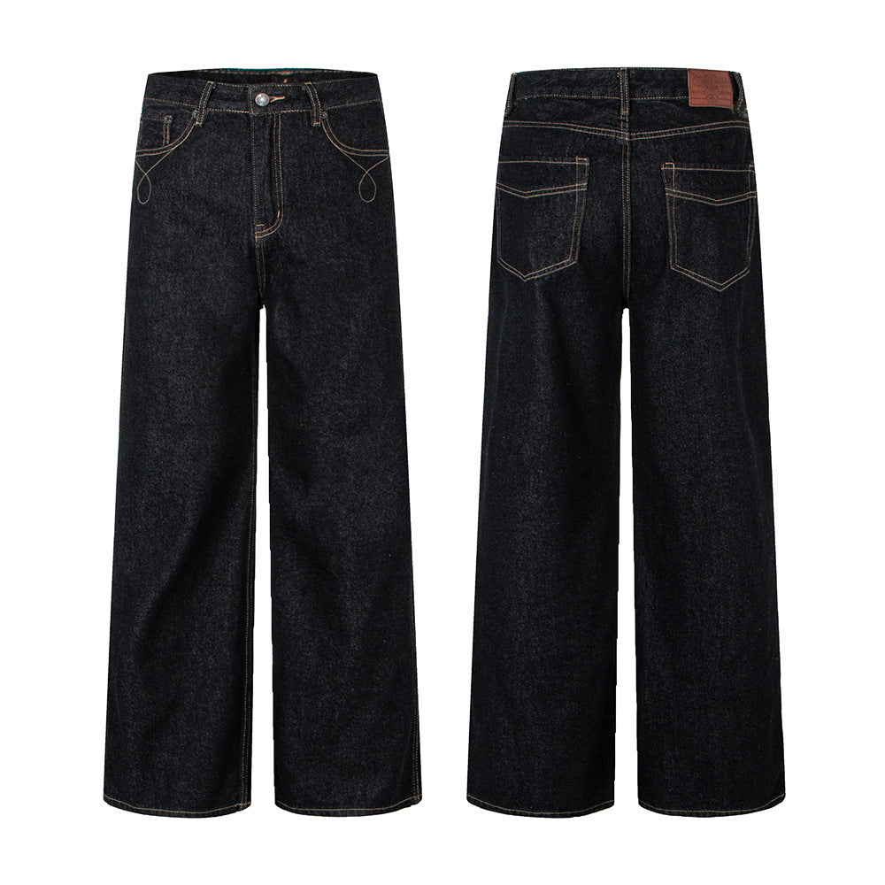 Men Vintage Cleanfit Wide Leg Raw Denim Jeans