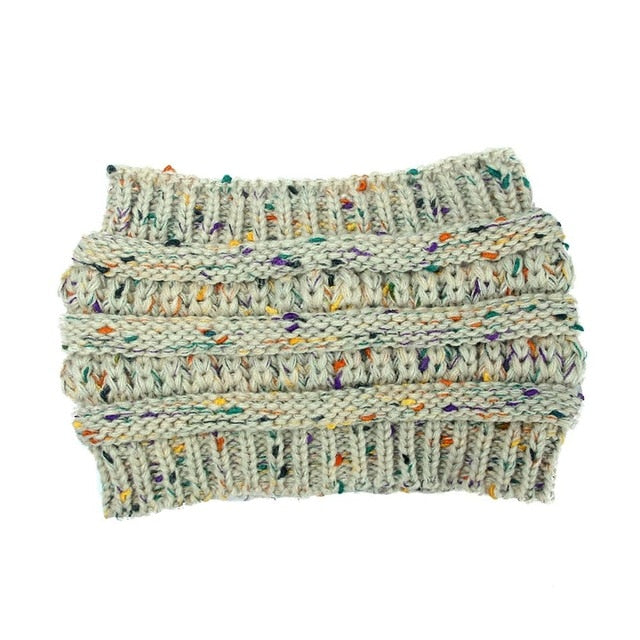New Ponytail Beanie Women Stretch Knitted Crochet Beanies Winter Hats For Women Hats Cap Warm Lady Messy Bun Wholesale