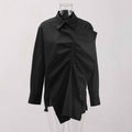 Women's Asymmetric Ruffle-Edge Black Shirt | District Hurd Limited