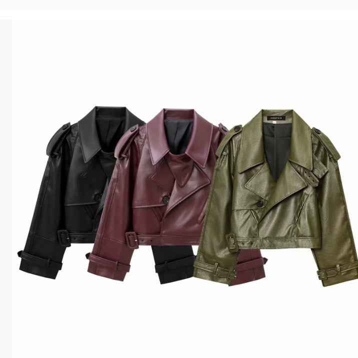 Women's Leather Jacket – Lapel Collar Slim Fit | District Hurd Limited