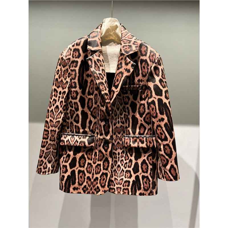 Women's Leopard Print Genuine Sheepskin Leather Jacket | District Hurd Limited