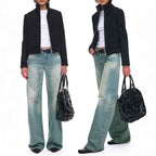 Women's Vintage Washed Low Waist Straight Leg Jeans | District Hurd Limited