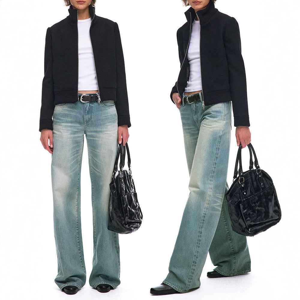 Women's Vintage Washed Low Waist Straight Leg Jeans | District Hurd Limited