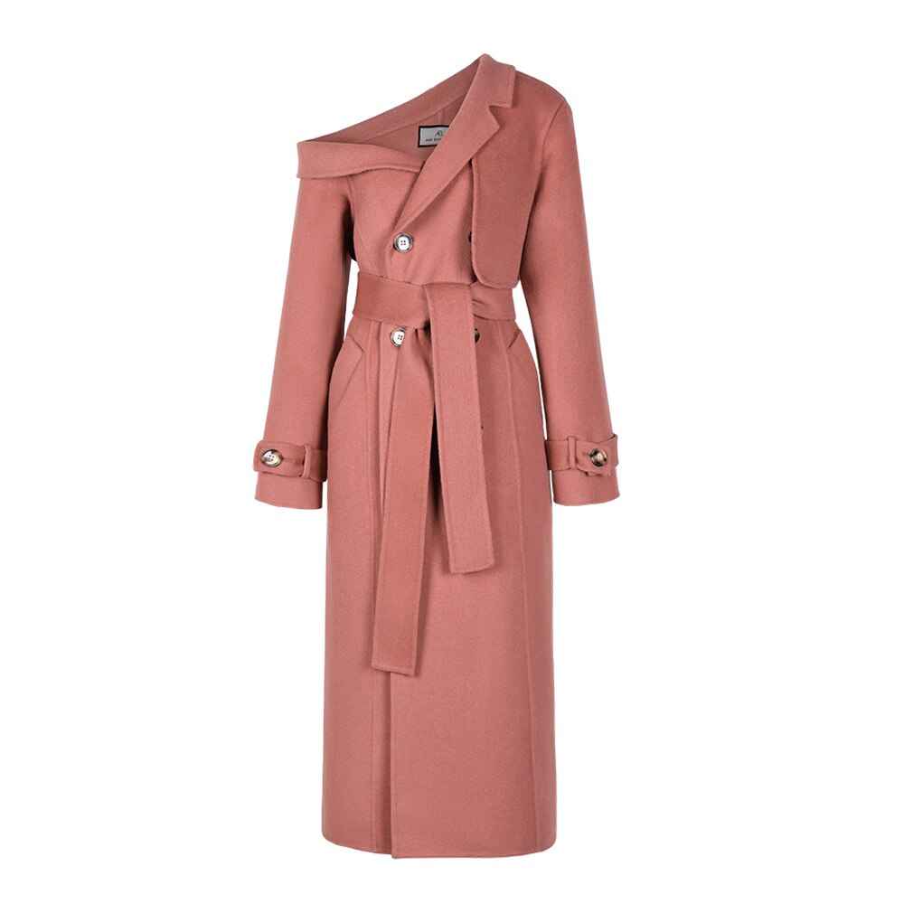 Women's One-Shoulder Double Wool Overcoat | District Hurd Limited