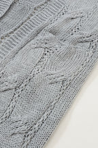 Ribbed Trim Eyelet Cable Knit Cardigan