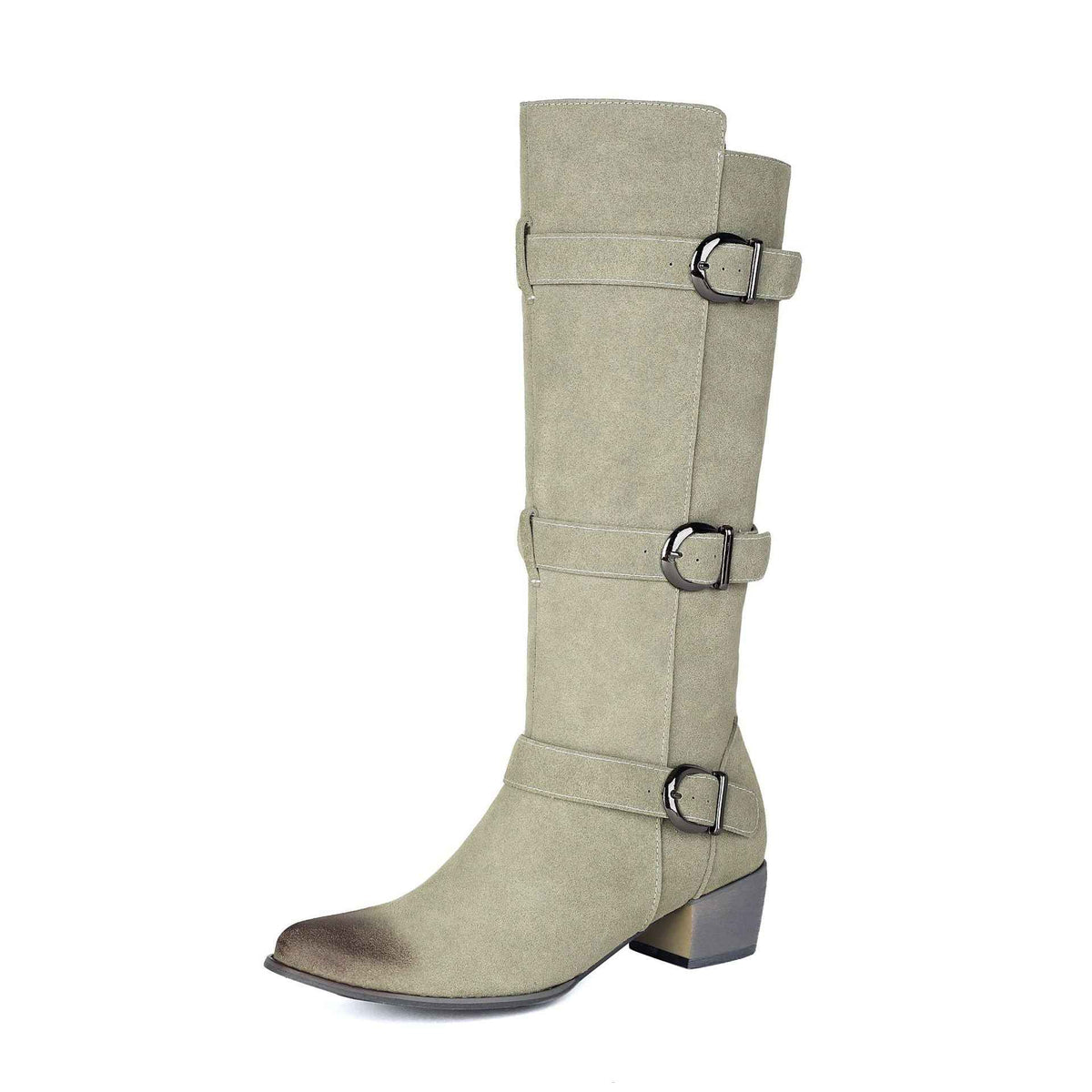 Women's Suede Over-the-Knee Boots with Chunky Heel & Belt Buckle | District Hurd Limited