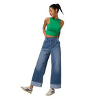 Women's High Rise Rolled Hem Straight Leg Jeans | District Hurd Limited