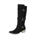Women's Suede Over-the-Knee Boots with Chunky Heel & Belt Buckle | District Hurd Limited