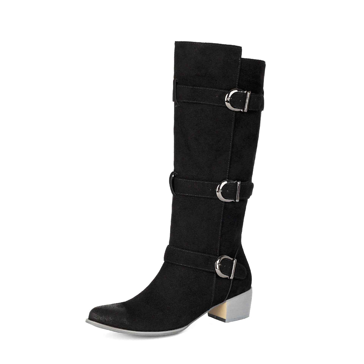 Women's Suede Over-the-Knee Boots with Chunky Heel & Belt Buckle | District Hurd Limited