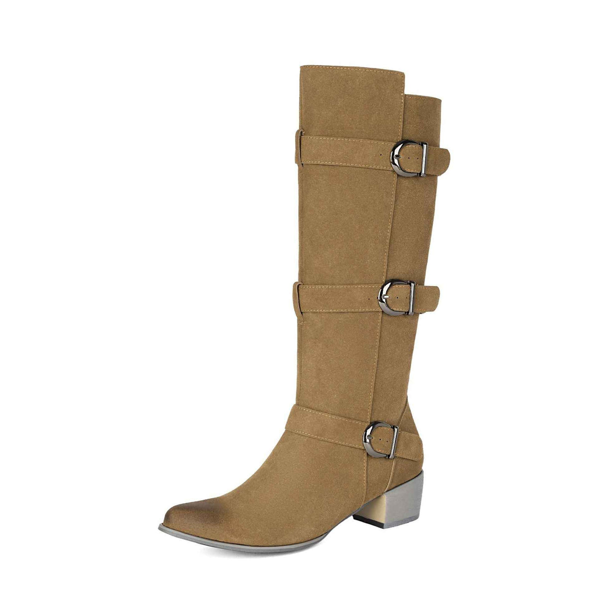 Women's Suede Over-the-Knee Boots with Chunky Heel & Belt Buckle | District Hurd Limited