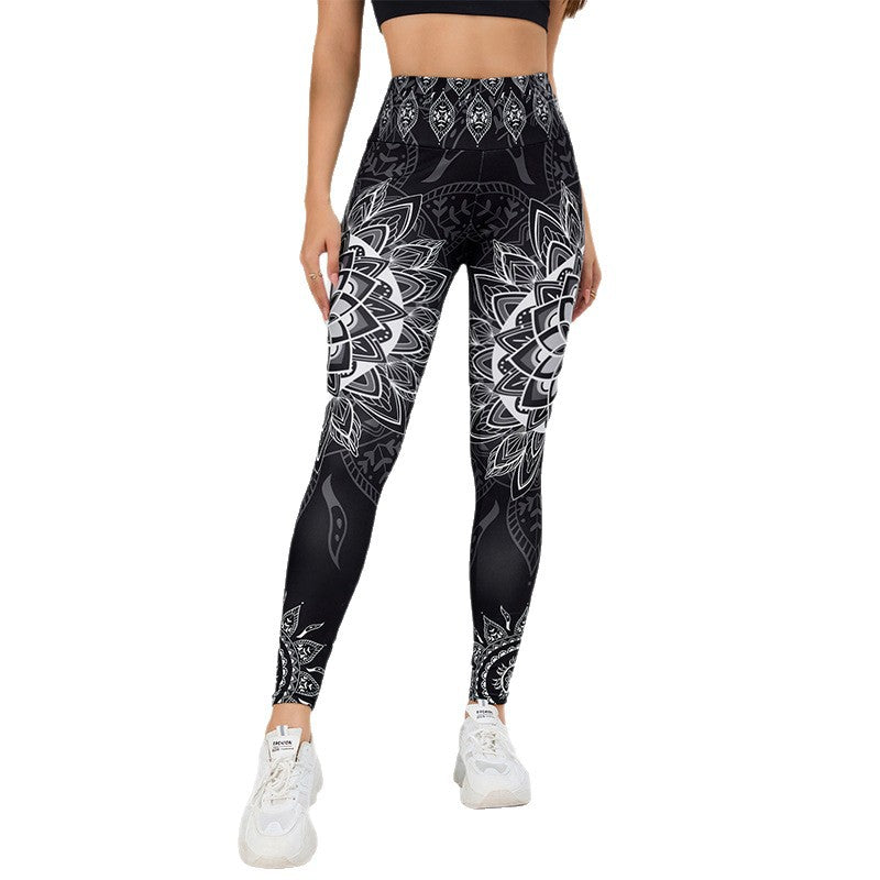 Watercolor Print High-Waisted Leggings
