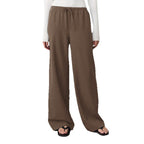 Women's Casual Solid Straight Leg Pants with Elastic Drawstring Waist