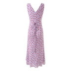 Vintage V-Neck Slim-Fit Sleeveless Floral Dress