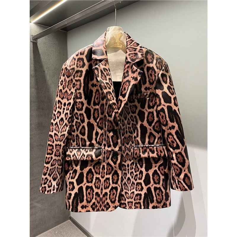 Women's Leopard Print Genuine Sheepskin Leather Jacket | District Hurd Limited