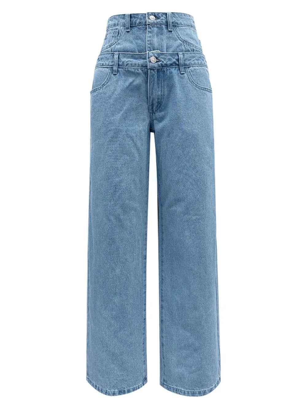 Women's Double Waistband Wide Leg Straight Trousers | District Hurd Limited