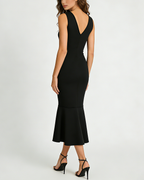 Women's Elastic V-Neck Metal Buckle Fishtail Midi Dress | District Hurd Limited
