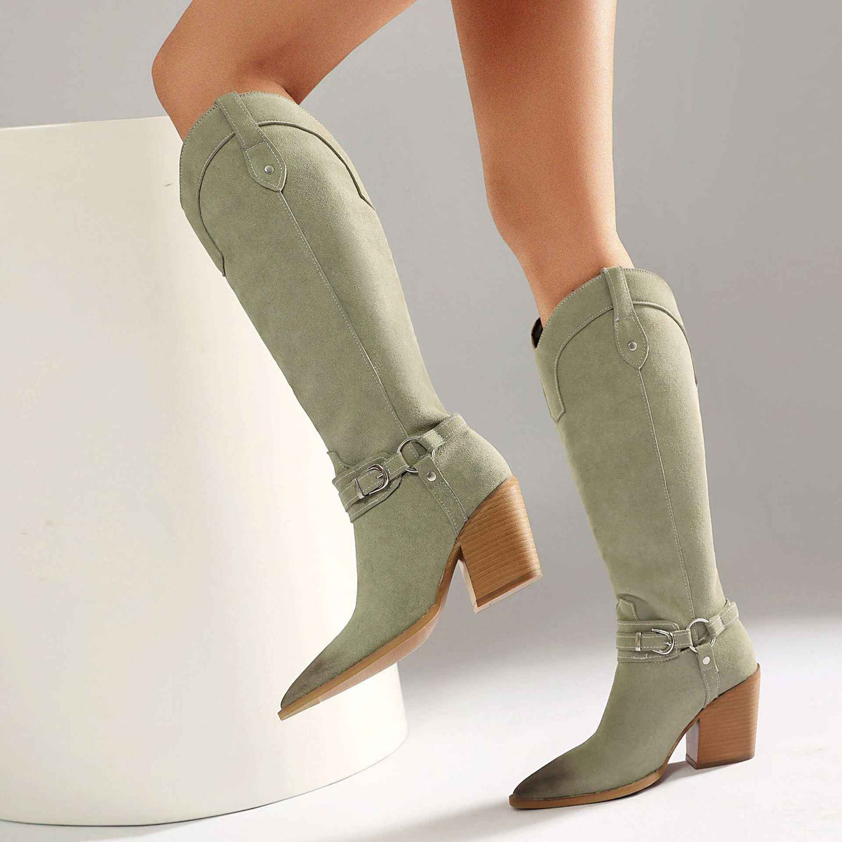 Women's Chunky Heel High-Shaft Western Boots | District Hurd Limited