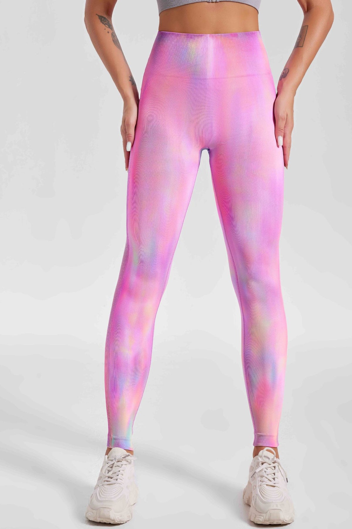 Dyed Aurora High-Waisted Seamless Yoga Pants Tummy Control Fitted Workout Leggings Fitness Pants