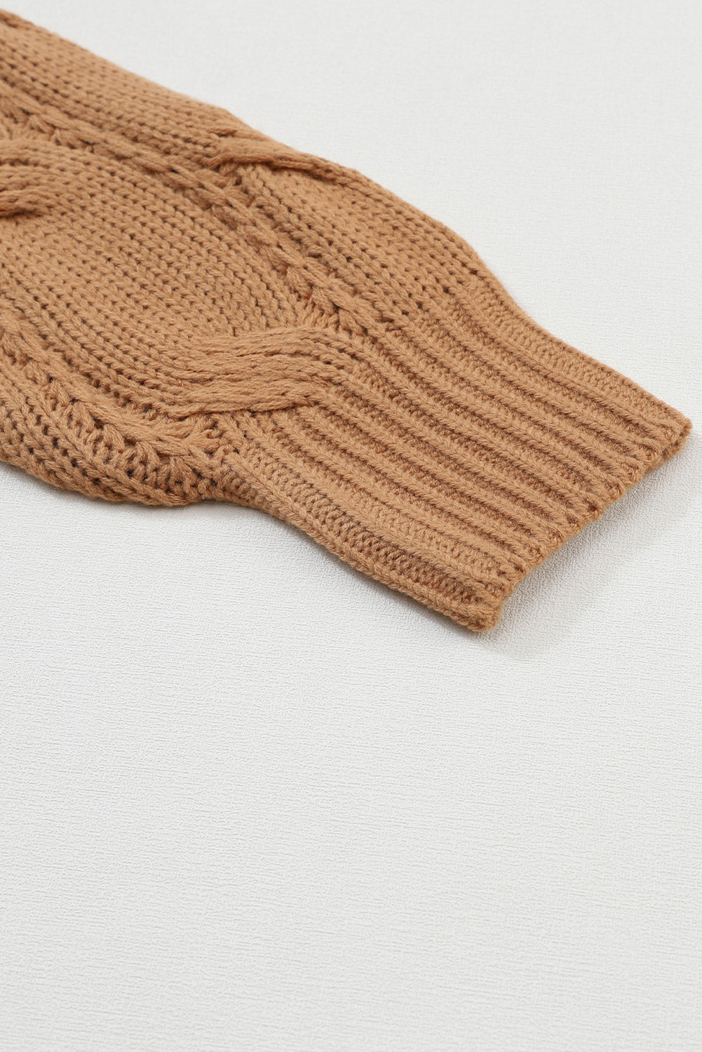 Ribbed Trim Eyelet Cable Knit Cardigan