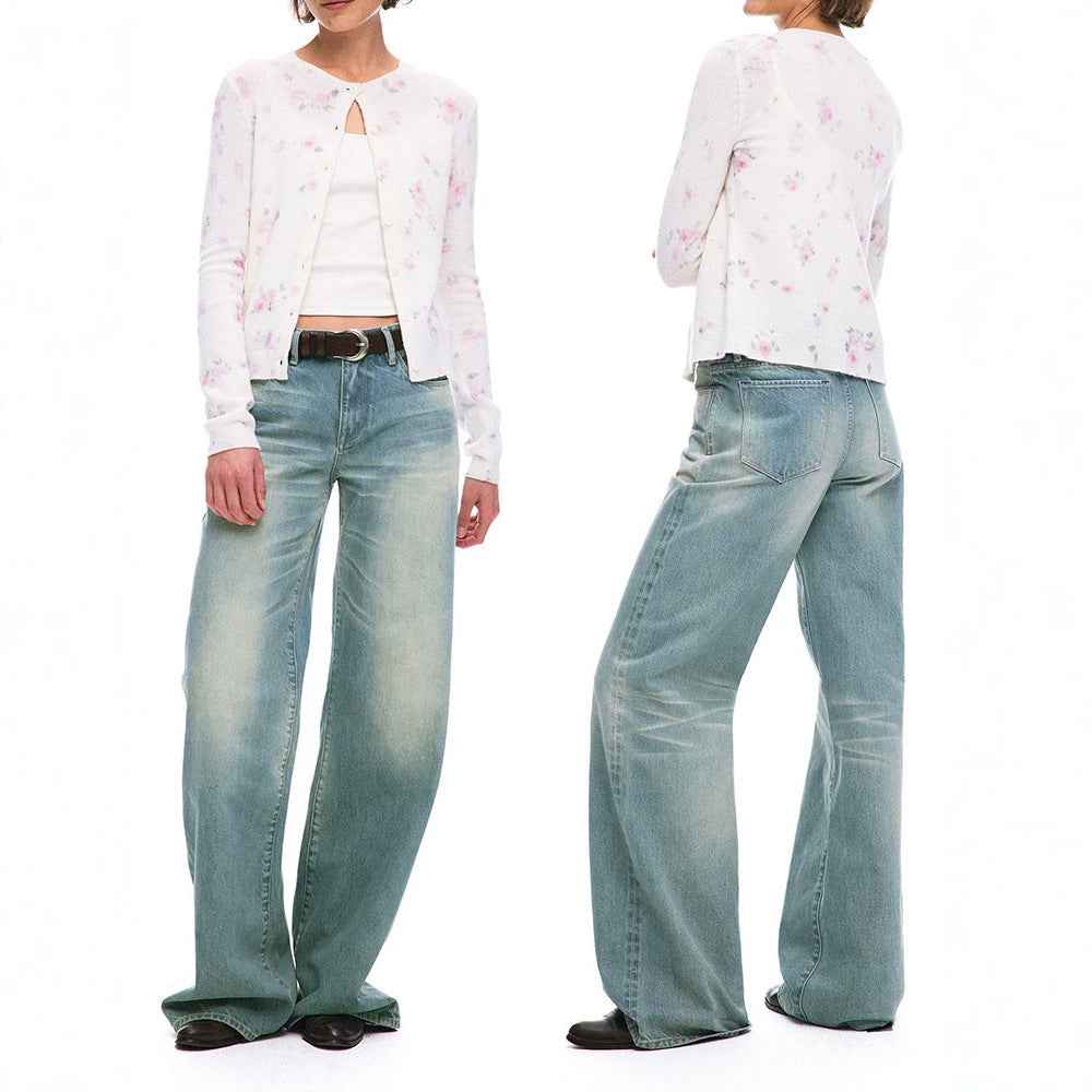Women's Vintage Washed Low Waist Straight Leg Jeans | District Hurd Limited