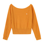 Relaxed Shoulder-Baring Cable Knit Sweater for Women