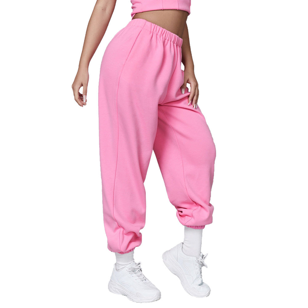 Women's Pink High-Waisted Wide-Leg Pants Women's Spring And Summer Ins Trendy Loose All-Match Gentle Casual Leggings Trousers