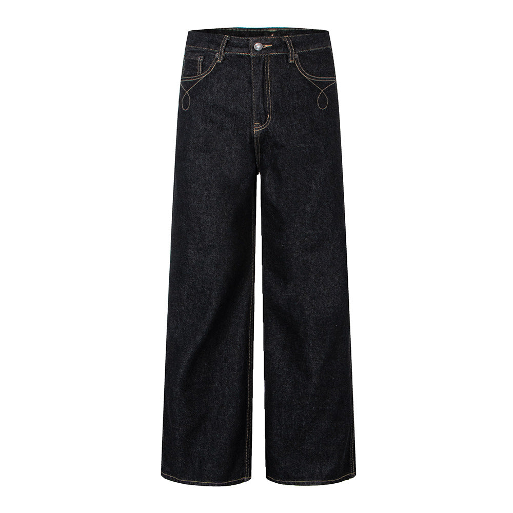 Men Vintage Cleanfit Wide Leg Raw Denim Jeans
