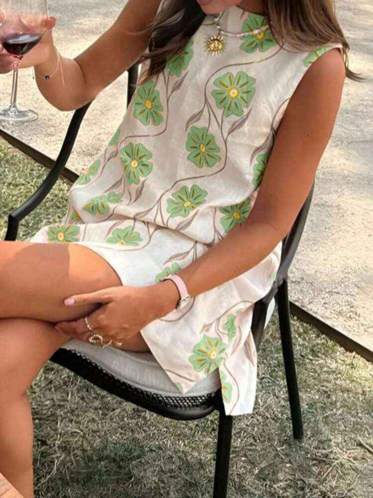 Women's Floral Print Sleeveless Mini Dress | District Hurd Limited