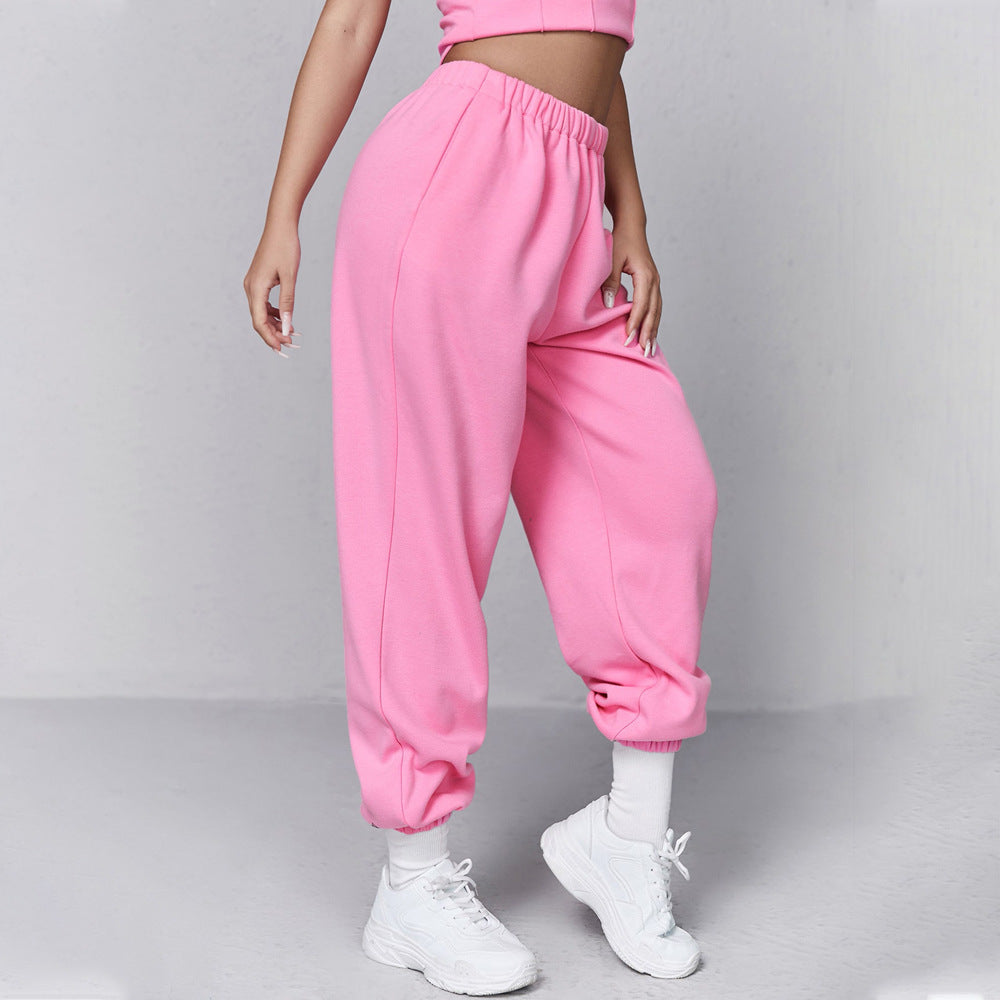 Women's Pink High-Waisted Wide-Leg Pants Women's Spring And Summer Ins Trendy Loose All-Match Gentle Casual Leggings Trousers