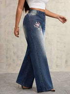 Women's Embroidered Wide Leg Jeans | District Hurd Limited