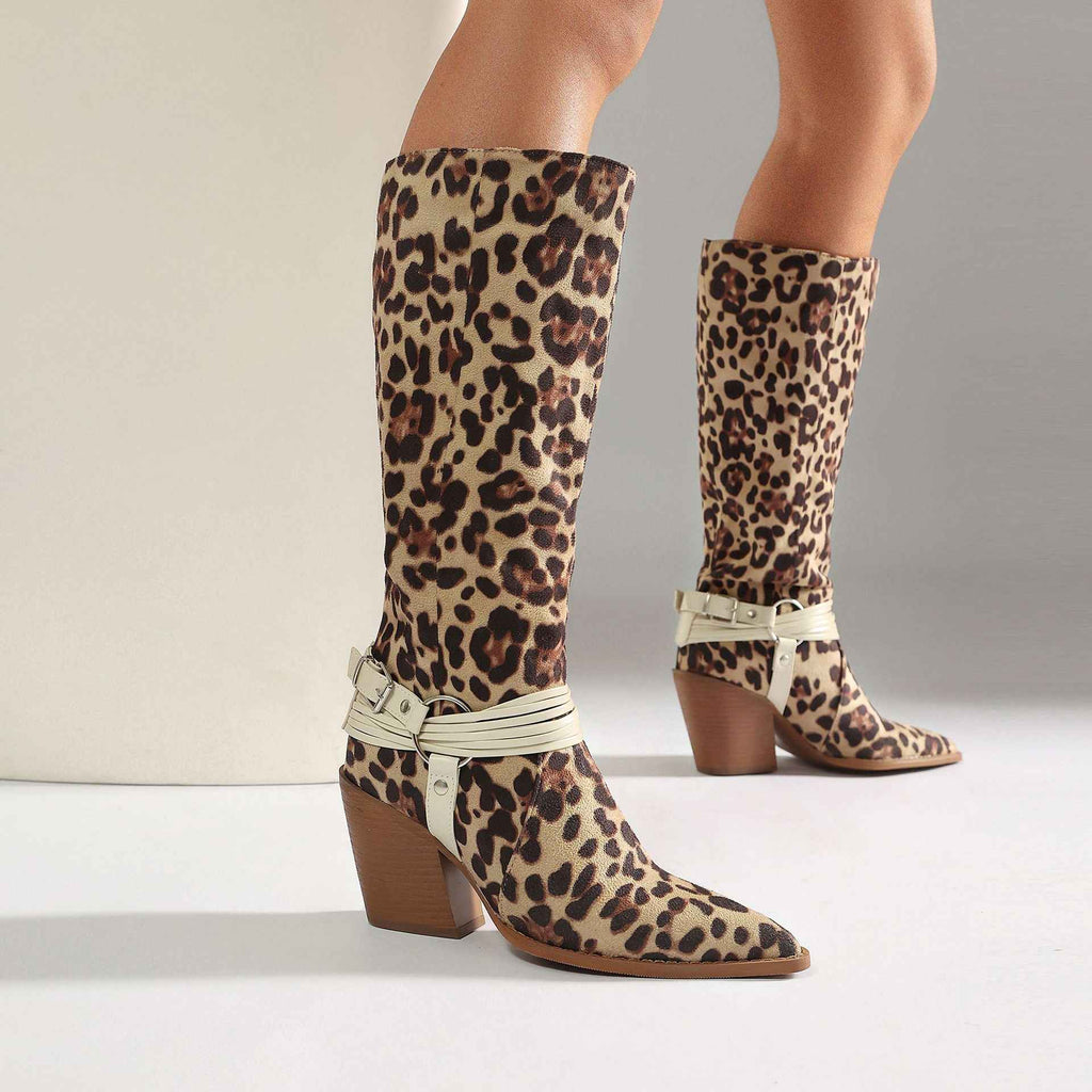 Women's Pointed Toe Over-the-Knee Boots with Chunky Heel & Belt Buckle | District Hurd Limited