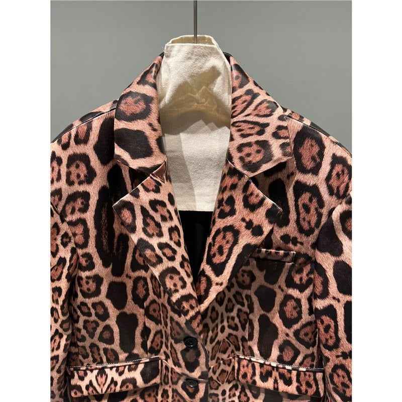 Women's Leopard Print Genuine Sheepskin Leather Jacket | District Hurd Limited