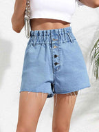 Women's High Waist Frayed Edge Denim Shorts | District Hurd Limited