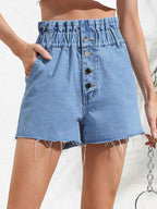 Women's High Waist Frayed Edge Denim Shorts | District Hurd Limited