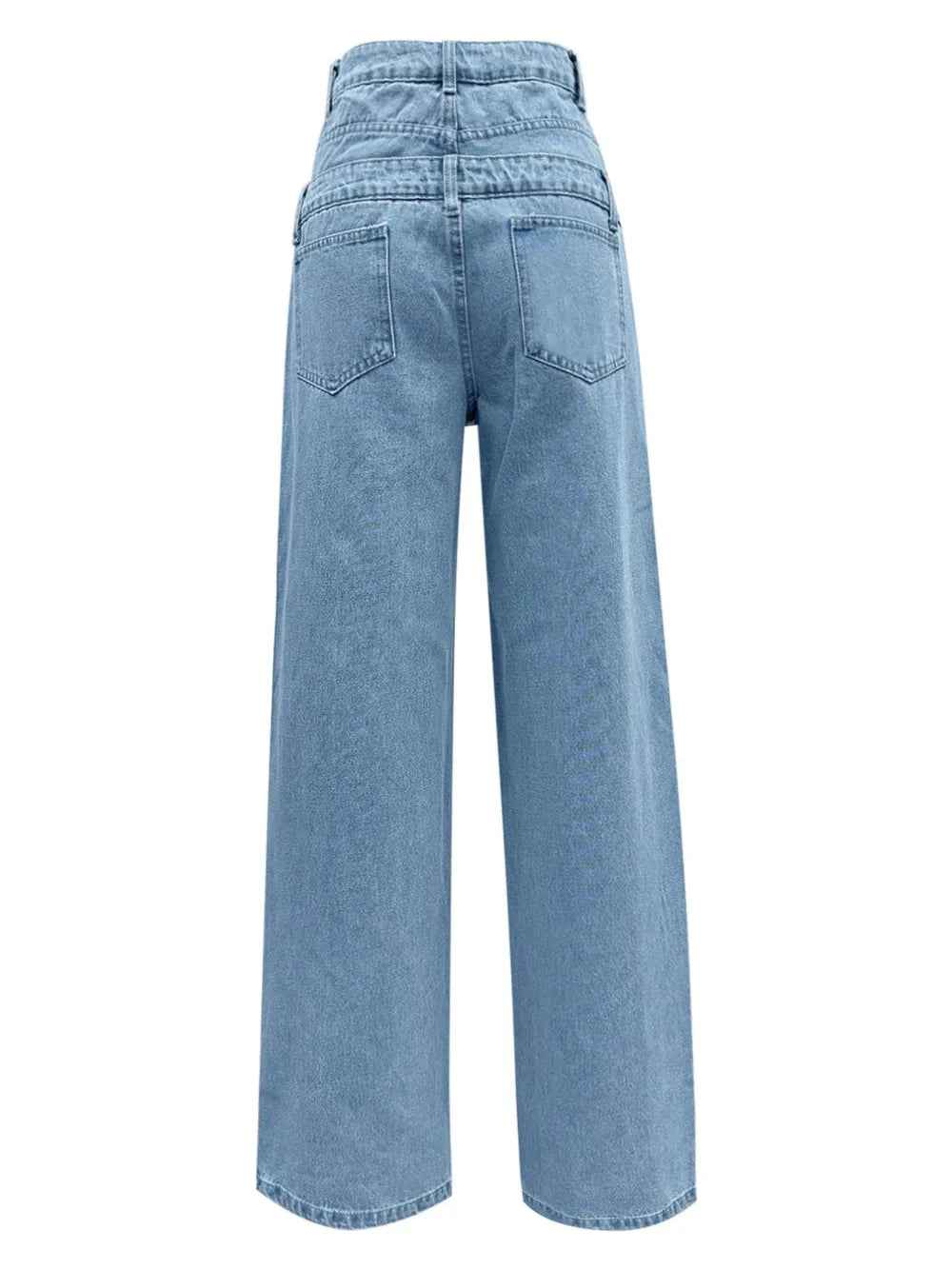 Women's Double Waistband Wide Leg Straight Trousers | District Hurd Limited