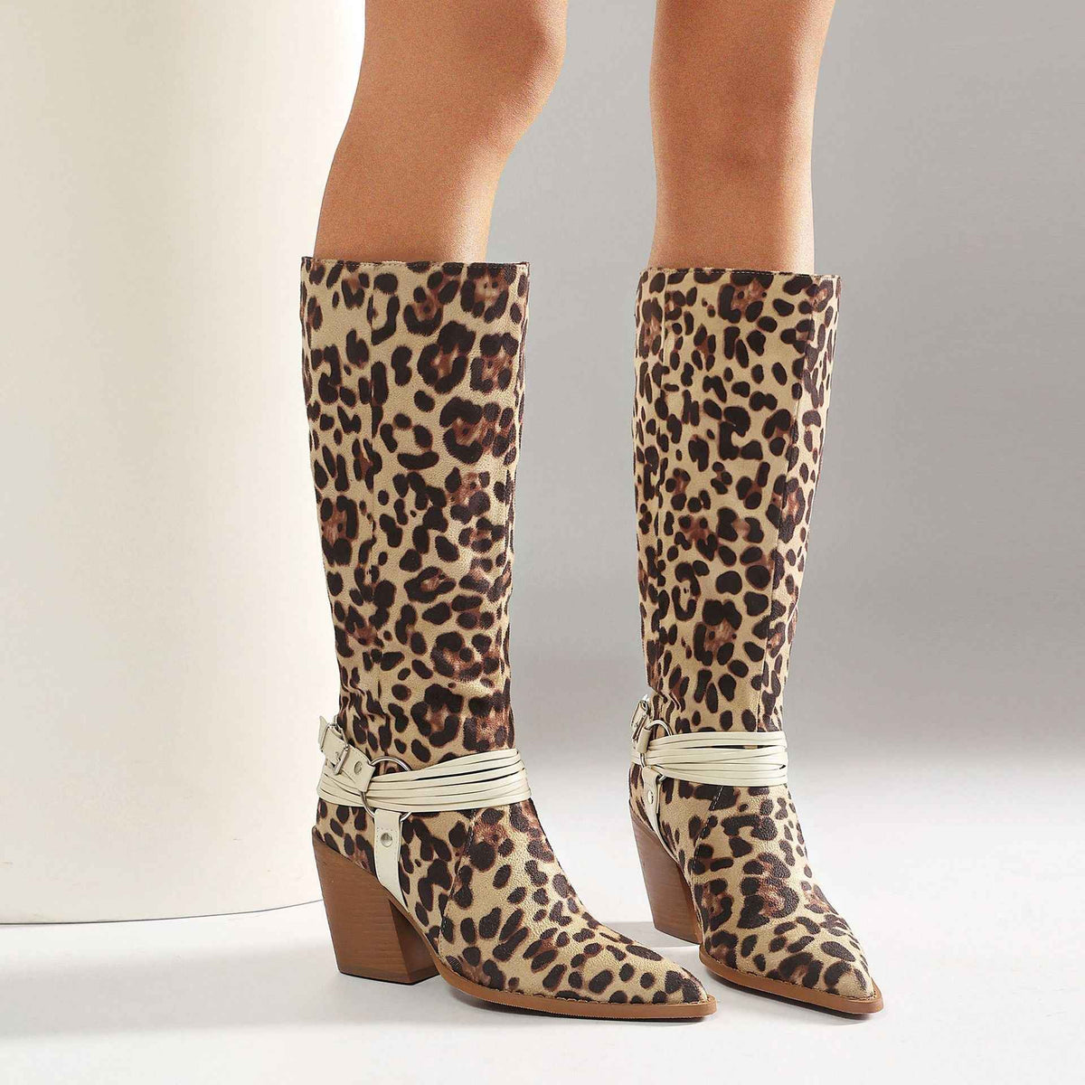 Women's Pointed Toe Over-the-Knee Boots with Chunky Heel & Belt Buckle | District Hurd Limited