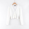 Women Slim Deep V-neck Long Sleeve Cardigan Sweater